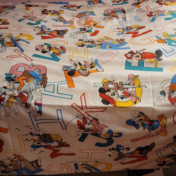VTG Pacific Disney Alphabet Double Flat Sheet Mickey Minnie Donald Goofy - Picture 3 of 8